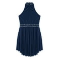 thumbnail image 6 of Lejafay Kids Girls Sleeveless Mock Neck Ice Skating Ballet Latin Dress Shiny Sequins Rhinestones Navy Blue 8, 6 of 7