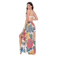 thumbnail image 3 of FORMRS Womens Long Sarong Beach Wrap Semi-Sheer Bikini Skirt Bathing Swimsuit Cover Up, Vibrant Flowers Pattern, 3 of 7