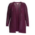 thumbnail image 6 of Terra & Sky Women's Plus Size Chenille Pointelle Cardigan Sweater, Lightweight, 6 of 6