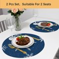 thumbnail image 5 of Navy Blue Christmas Round Placemats Set of 2, Braided Polypropylene Place Mats, Xmas Snowflake Winter Washable Table Mats for Kitchen Dinner Holiday Wedding Party Coffee Table Decoration 15", 5 of 9