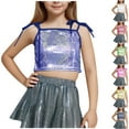thumbnail image 6 of Zwiiyzr 2025 Girls Sequins Cami Vest Adjustable Strap Sparkle Crop Tank Tops Performance Dance Oufits for Kids 4-14 Years Green, 6 of 6