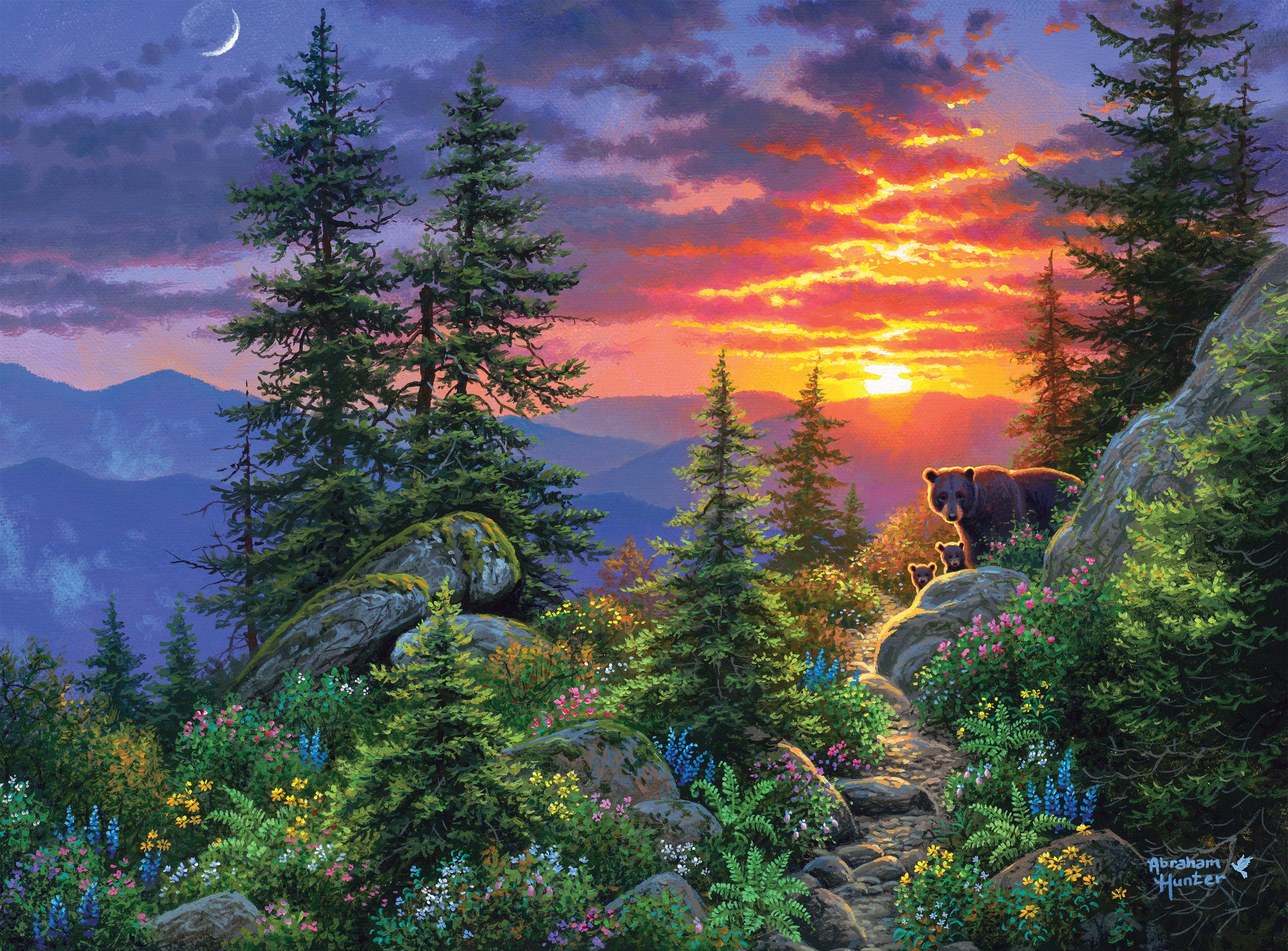 Puzzle entrelacé de 1000 pièces Buffalo Games Abraham Hunter From the Ashes pour adultes à partir de 14 ans