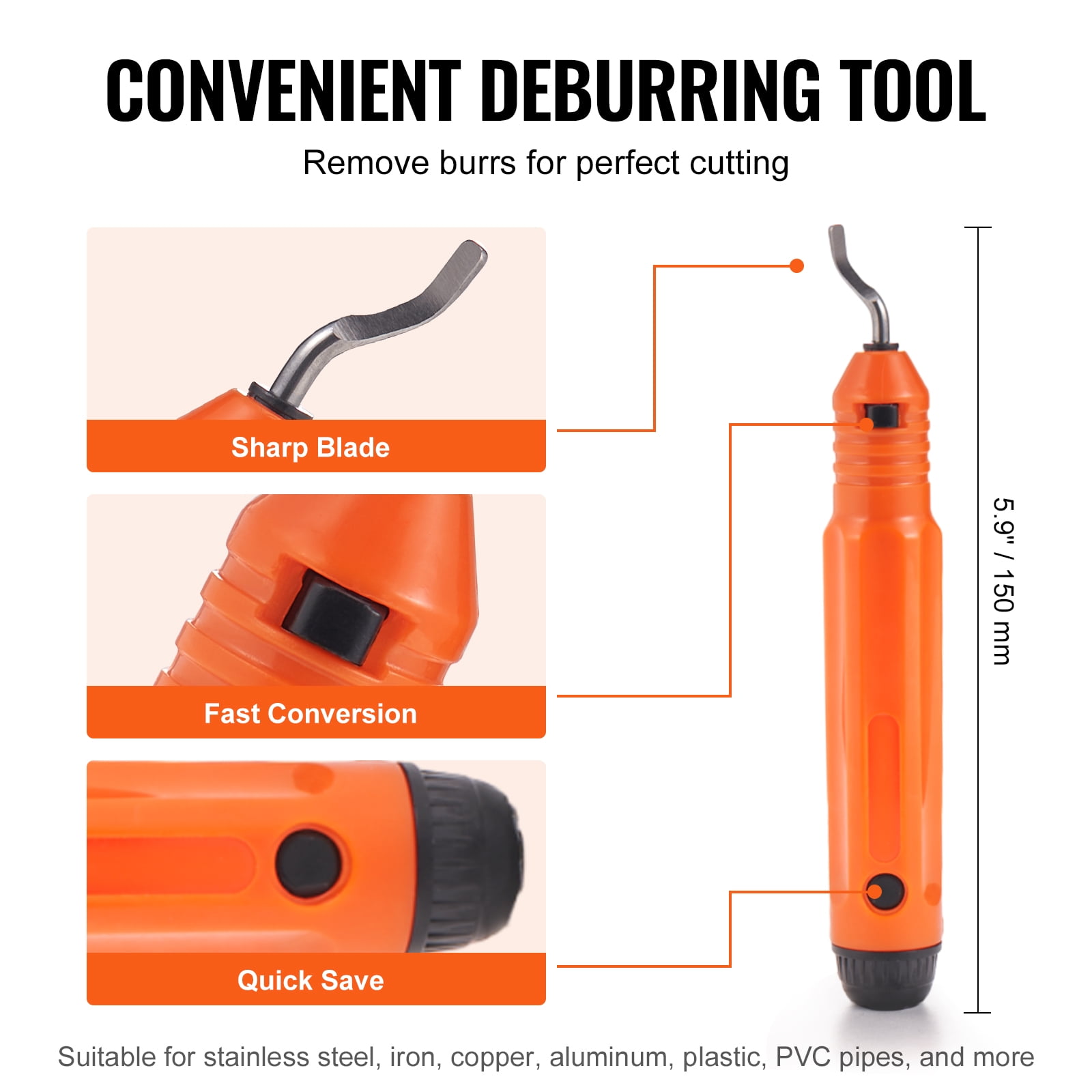 VEVOR 3PCS Tubing Cutter Set, 3/16"-2" O.D. Copper Pipe Cutter, 1/8"-7/8" O.D. Mini Tube Cutter and Deburring Tool, Heavy Duty Pipe Cutter Set