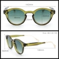 thumbnail image 3 of Round P3 Sunglasses Keyhole Bridge Metal Arms Classic Retro UV400 Green Frame - Green Lens, 3 of 5