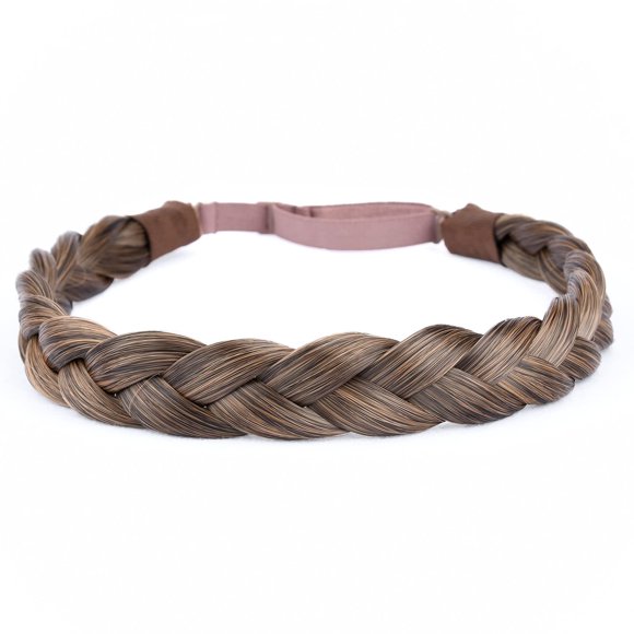 DIGUAN Diadema trenzada de pelo sintético, trenzas trenzadas anchas y gruesas, postizo elástico para mujeres y niñas, accesorio de belleza, 55g aHairBeauty (cobre dorado)