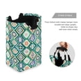 thumbnail image 3 of Yayeee Freestanding Laundry Hamper with Handle Collapsible Large Storage Basket for Clothes, Green Geometric Flowers, 3 of 7