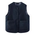 thumbnail image 3 of Otoño Invierno chaqueta mujer 2023 Casual cuello redondo a cuadros Reversible Polar abrigo de invierno ropa para mujer, 3 of 4