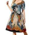 thumbnail image 1 of GRIEGO: Vestido de verano de manga corta con estampado de friso fresco de damas de la corte de la antigua Grecia., 1 of 7