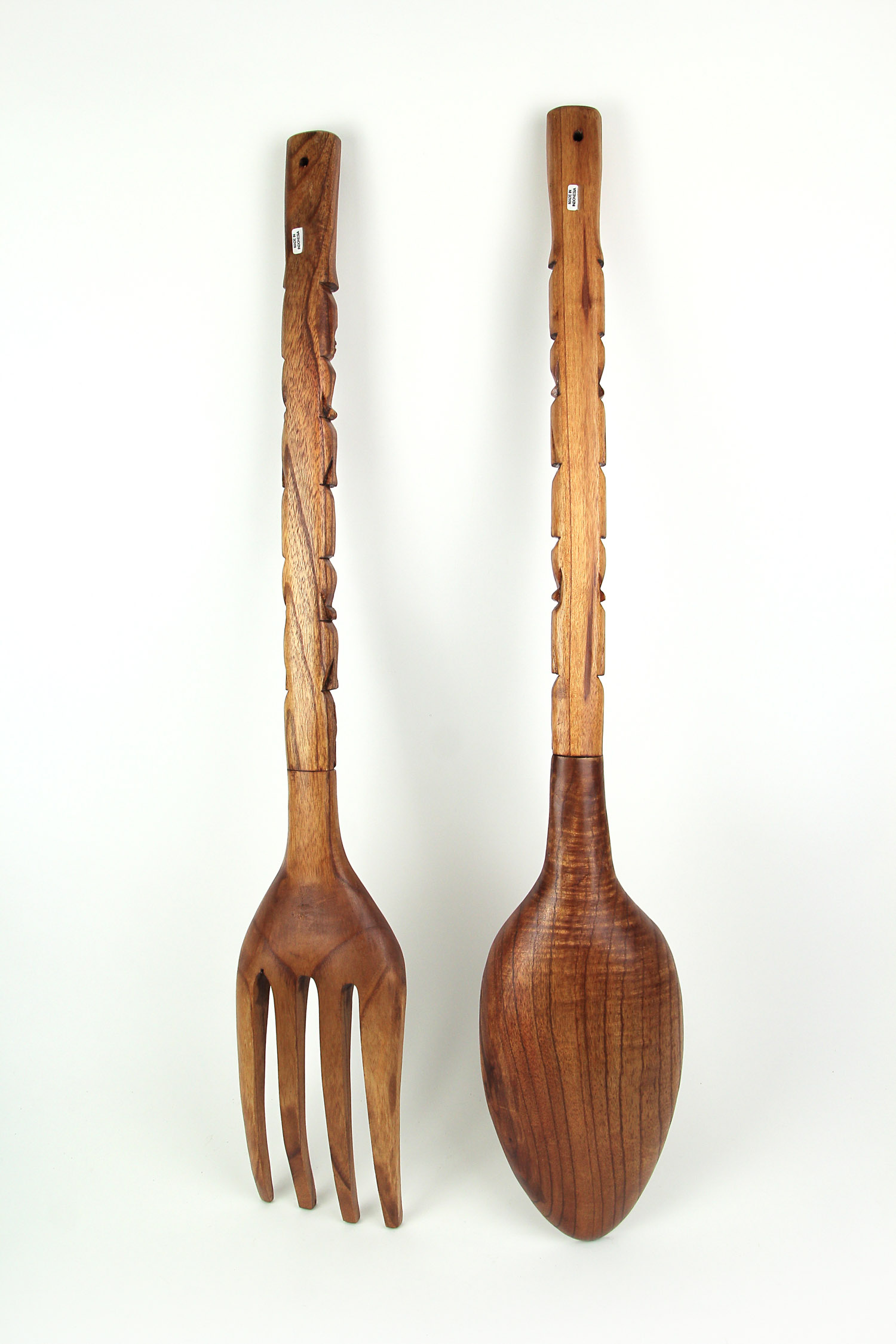 Fork & Spoon XL Handcarved Tiki 2Pc Wall Decor Statues Home Décor etna