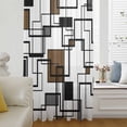 thumbnail image 6 of Brown Geometric Sheer Curtains 45 Inches Long, Black Grey Abstract Striped Modern Art Light Filering Curtains, Breathable Simi Curtain Privacy Drapes for Kitchen Bathroom Small Window Treatment, 6 of 9
