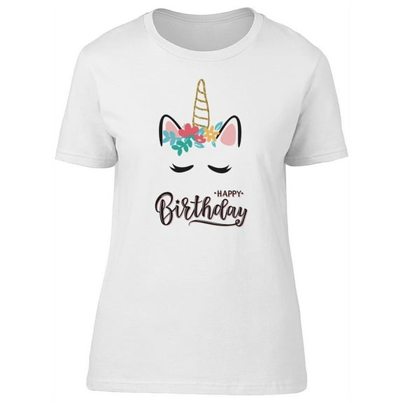 Smartprints Womens Graphic Tee - Happy Birthday Cute Unicorn - Regular Fit 100% Cotton