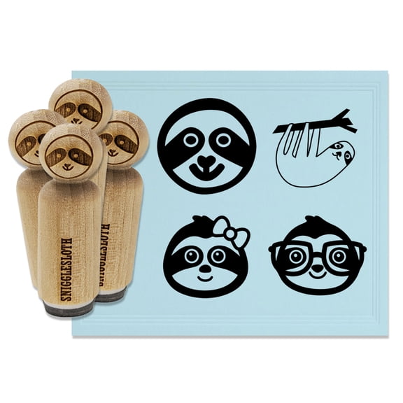 Sloth Hanging Face Smart Glasses Cute Bow Rubber Stamp Set for Scrapbooking Crafting Stamping - Mini 1/2 Inch