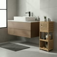 thumbnail image 2 of Compact Bathroom Storage Cabinet with Open Shelves and Vented Door, Natural - Trinidad Collection, 2 of 11