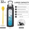thumbnail image 4 of Botellas de agua de vidrio de 32 onzas con 2 tapas - Tapa con Asa y Pitillo y Tapa con Pajita, botella de agua de borosilicato motivacional de 1 litro con marcador de tiempo y funda de, 4 of 4