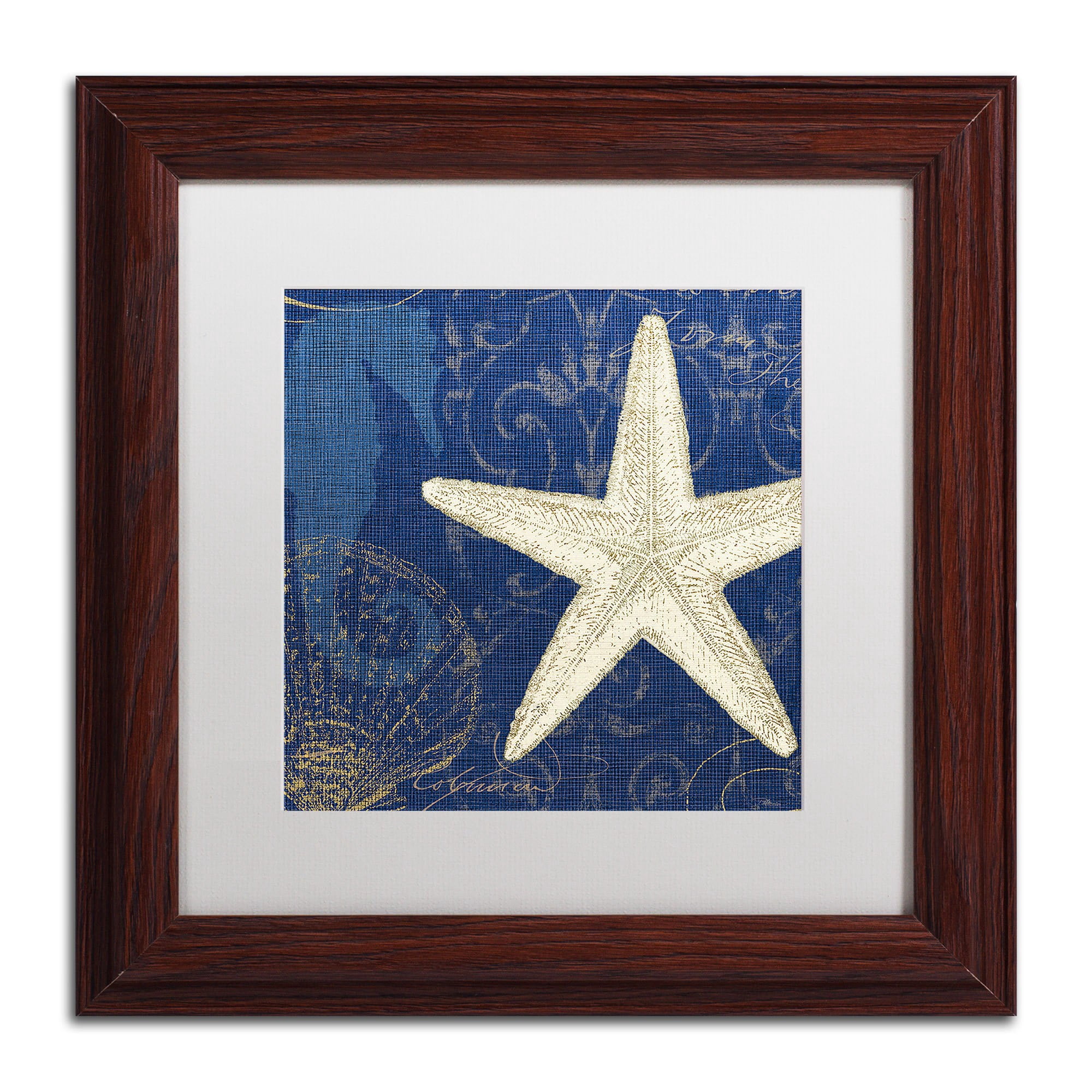 Trademark Fine Art "Coastal Moonlight I Teal" Canvas Art by Pela Studio, White Mat, Wood Frame