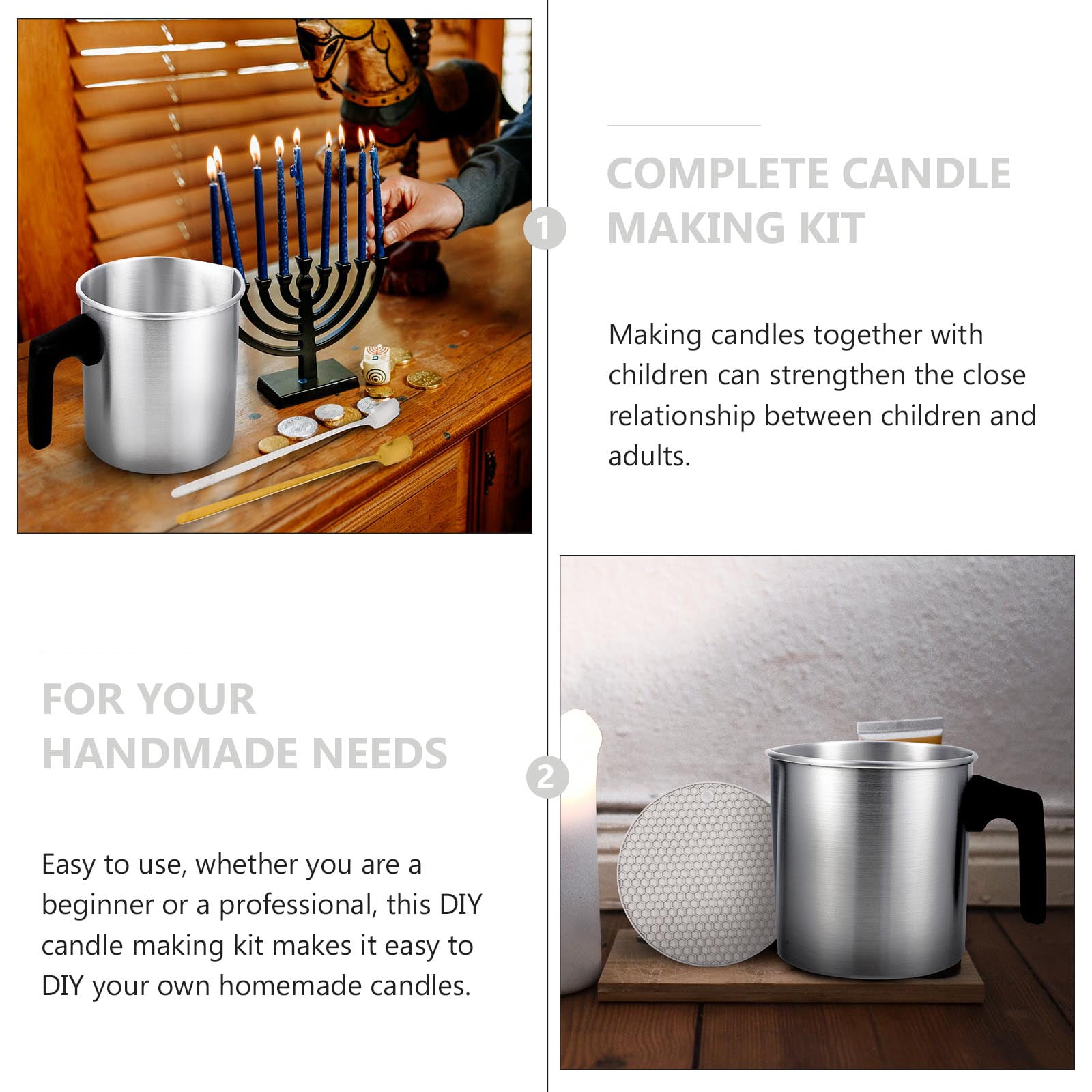 FRCOLOR Durable DIY Candle Making Kit with Stainless Steel Melting Pot Assorted Color Ideal for Parties and 1 Set