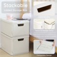thumbnail image 3 of 2-Pack Large Lidded Plastic Storage Bin with Handles, Collapsible Storage Basket, Rectangle Storage Box, Stackable Storage Container, Utility Crates, 56 Qt, 17.3 x 13 x 8.3 Inches, Off White, 3 of 7