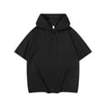 thumbnail image 4 of Holzkary Short Sleeve Hoodies for Women Athletic Tops Summer Sweatshirts Spring Pullover Sports Tops Dressy Casual Short Sleeve Oversized Tshirts Summer Hoodie Tunics Tops Loose Fit Shirts Black 3Xl, 4 of 8