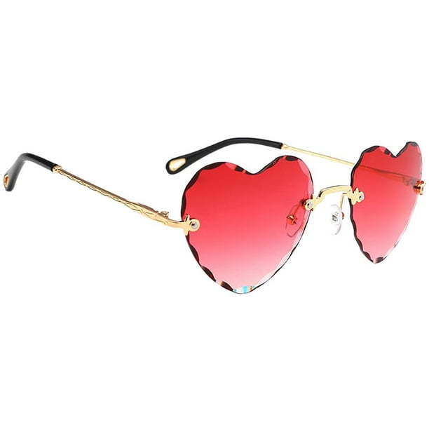 Heart-shaped Sunglasses Designer Party Tinted Lens Eyewear 400 Shades Red  Gradient Red 