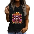 thumbnail image 2 of Busydd Tank Top for Women Sleeveless Round Neck Summer Tops Trendy Skull Print Graphic Tees Casual Comfy Loose Camisole Tops for Women XL, 2 of 5