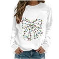 thumbnail image 2 of Ounisa Christmas T Shirt Womens Casual Bow Print Long Sleeve Round Collar Shirt Blouse Funny Pullover Graphic Tees Sweatshirt, 2 of 4