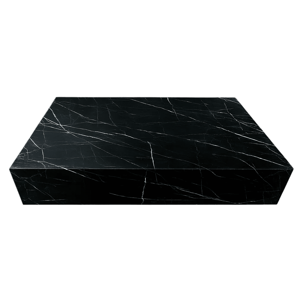 Genuine Marble Block Coffee Table - Black Marble, 54" Extra Large