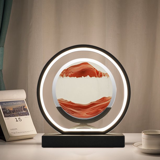 Table Lamp Flowing Sand Painting, Hourglass,Moving Sand Desk Lamp ,Ainting Quicksand Home Desktop Decoration Lighting,50mlTeissuly Clearance (Red, 8RD) Teissuly WER202308290920