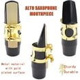 thumbnail image 3 of Alto Saxophone Mouthpiece, Alto Sax Mouthpiece Set Including Gold Metal Saxophone Ligature & 2pcs Mouthpiece Pads & One Reed, Alto Sax Saxophone Parts, 3 of 5