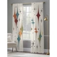 thumbnail image 4 of Yellow Green Diamond Sheer Curtains 84 Inch Length 2 Panels Set Window Treatments, Modern Geometric Middle Century Beige Rod Pocket Semi Curtains for Living Room/Bedroom/Kitchen Décor, 104"W x 84"L, 4 of 7
