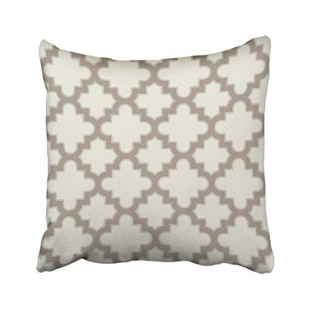 19.25 Inch Cream - WinHome Decorative Modern Moroccan Quatrefoil In Cream Tan Grey Personalized Polyester Throw Pillow Case Decor Cushion Covers Size 18x18 inches Two Side