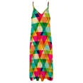 thumbnail image 3 of Fun Colorful Bright Geometric Triangle Pattern Sleeveless Dress Casual dresses elegant women's sets dress Cocktail of dresses, 3 of 5