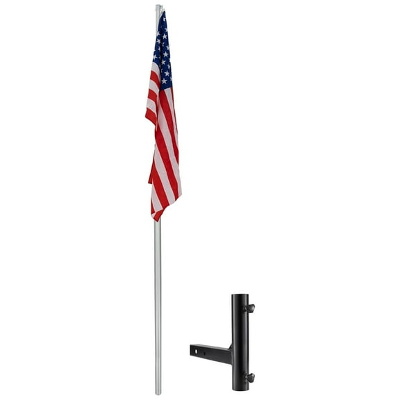 RV and Trailer Hitch Mount Flag Pole Holder for Universal Standard 2 inch Receiver with 12'8" Telescoping FlagPole and American Flag