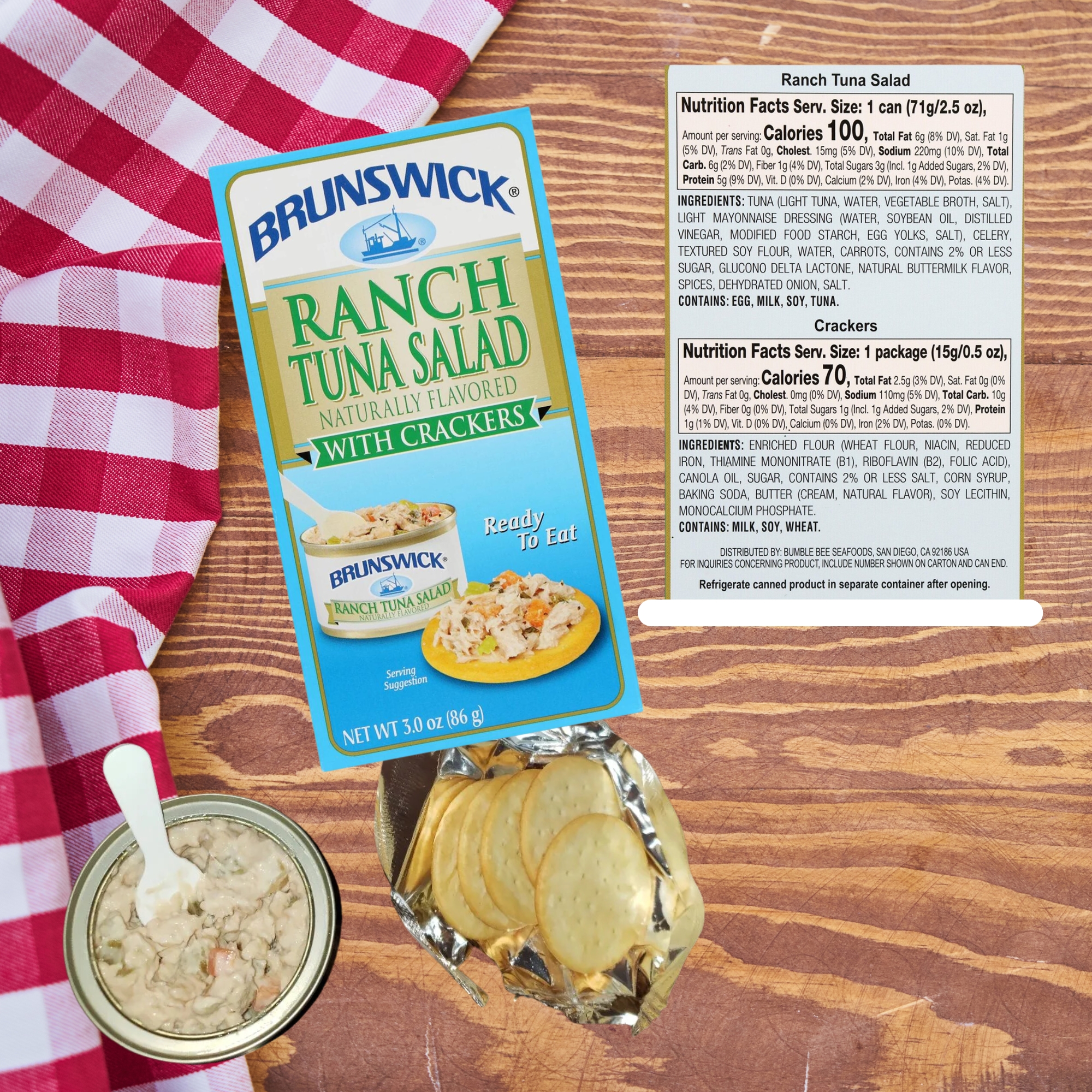 A1 Unlimited Ranch Tuna Salad with Crackers, Home Kitchen School Office Pre-Mixed & Ready-to-Eat Canned Packed Food Perfect for Picnic Snack Lunch Travel with Plastic Spreader, 4 Boxes (3 oz. Boxes)