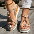 thumbnail image 6 of Mostsola Wedge Espadrilles for Women Platform Sandals Open Toe Boho Beaded Slingback Heels, 6 of 9