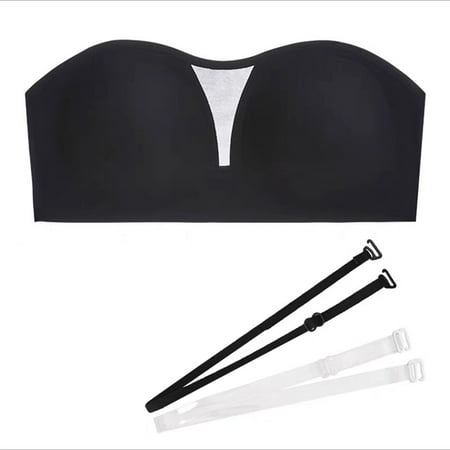 

Fabiurt Women s Bra Women s Comfortable Strapless Traceless Non Slip Sleeping Mesh Beautiful Back Sports Bra Black