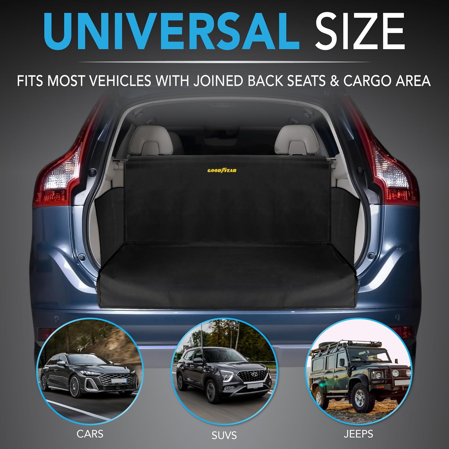 Goodyear, Waterproof, Universal Fit, Trunk Floor Mat, 67 x 61.5 in - Black