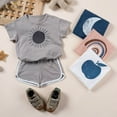 thumbnail image 4 of Sngxgn Baby Boy Summer Clothes Letter Contrast Short Sleeve T-shirt Top and Elastic Shorts 2 Pcs Set Toddler Infnat Outfit(Grey,18-24 Months), 4 of 9
