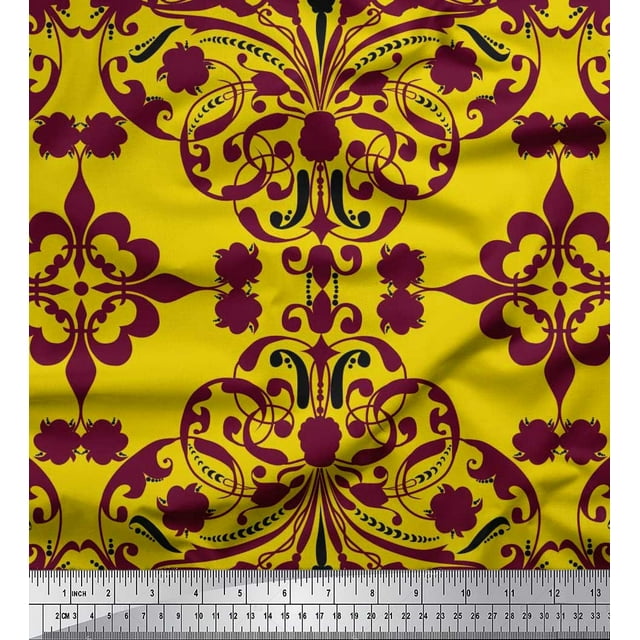 Soimoi Rayon Fabric Moroccan Damask Print Fabric by Yard 56 Inch Wide