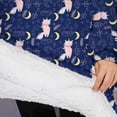 thumbnail image 3 of Oversized Wearable Blanket Hoodie,Dark Blue Cartoon Cat Unicorn Pattern (2) Sherpa Blanket Hoodie with Super Pockets,Super Warm Fuzzy Pullover for Women & Men, 3 of 6