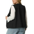 thumbnail image 3 of Agnes Orinda Plus Size Jeans Vests for Women Button Down V Neck Waistcoat Sleeveless Denim Vest 3X Black, 3 of 6