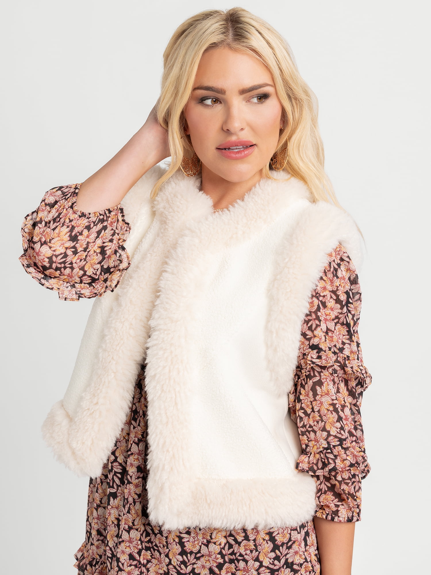 Jessica Simpson Women's Patchwork Faux Fur Vest, Sizes XS-XXL