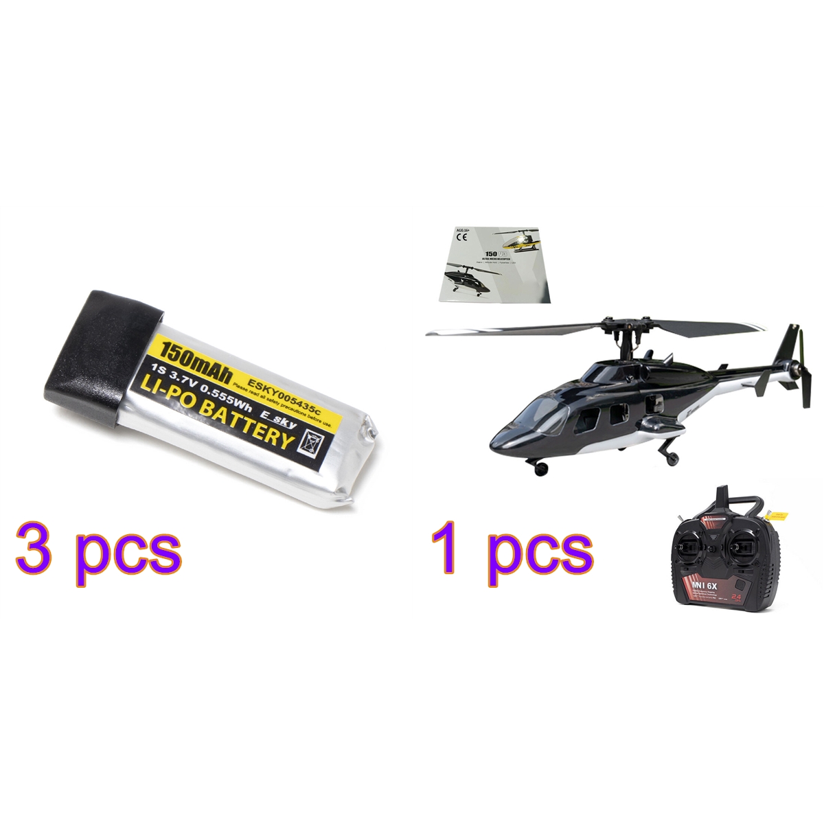 F150BL V3 Air-Wolf RC Helicopter with LED Lights, 2.4G 5CH AHSS Frequency Hopping Remote Control RTF RC Helicopter with CC3D Flight Control & 6-Axis Gyro