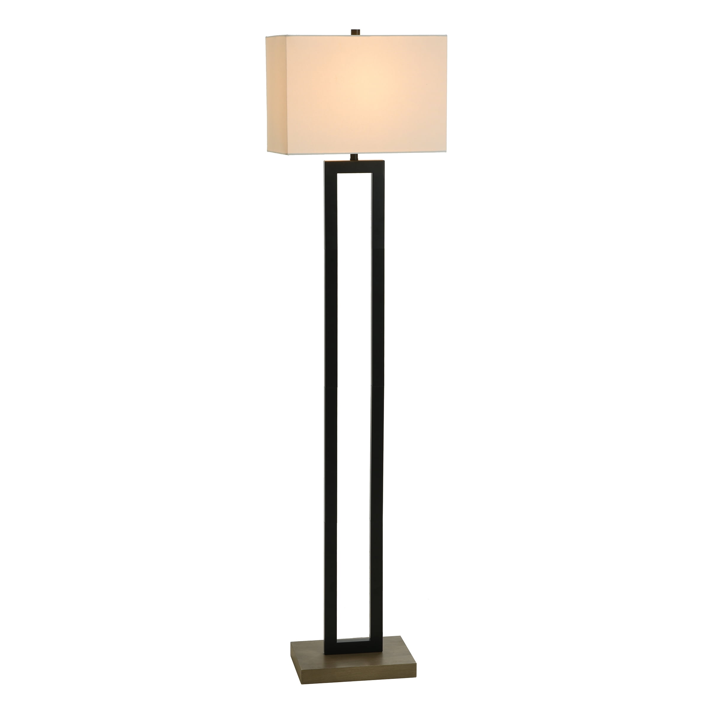 Better Homes & Gardens 61"H Metal Windowpane Floor Lamp, Black Finish with Faux Wood Base, Bulb Included