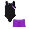 thumbnail image 4 of Alvivi Kids Girls Gymnastics Dance Biketard Unitard Sleeveless Tumbling Leotard with Shorts Set Purple 8, 4 of 5