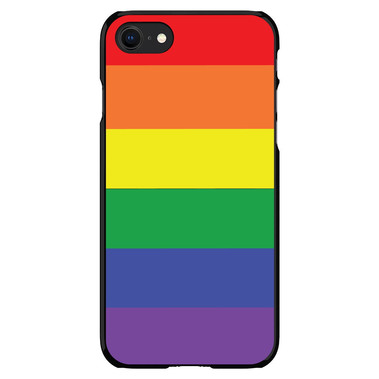 DistinctInk Case for iPhone 7 / 8 / SE (2020 Model) (4.7 Screen) - Custom  Ultra Slim Thin Hard Black Plastic Cover - Rainbow Stripes Gay Pride - Show  Your LGBTQ Support 