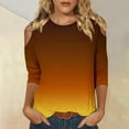 thumbnail image 2 of Virmaxy Womens Blouses Long Sleeve Shirt Women Casual Fashion Solid Color Button T-Shirt Long Sleeves One Shoulder Top Blouse Tops Orange-2 M, 2 of 5