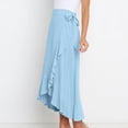 thumbnail image 3 of yillto Women Chiffon Wrap Skirt High Waist Boho Asymmetrical Ruffle Hem Flowy Loose Midi Beach Skirts, 3 of 7