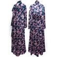 thumbnail image 1 of Plus Size 6x Extra Tall womens Robe Lightweight Ultra Soft Teal Garden Print, 1 of 4