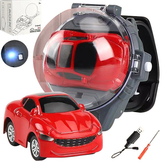 Remote Control Car Watch Toys 2.4 GHz RC Small Car Analog Watch USB Chargeable 2.4Ghz Wrist Racing Car Watch STEM Educational Cartoon RC Small Car for Kids Gift