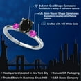 thumbnail image 2 of Gem Stone King 14K White Gold Black Sapphire and Pink Sapphire Engagement Ring for Women | 1.93 Cttw | Oval 8X6MM | Gemstone September Birthstone | Size 7, 2 of 6